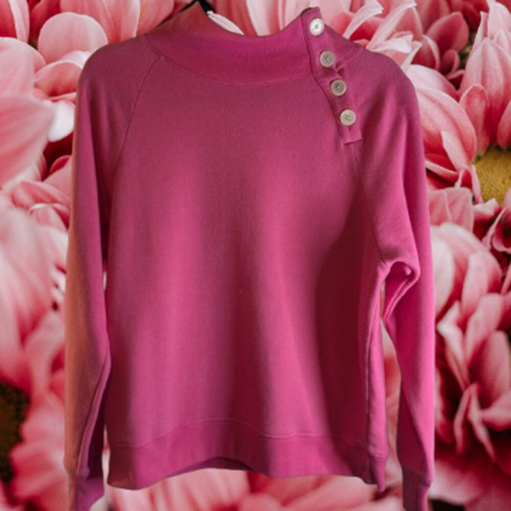 J. Crew medium long sleeve pink cotton blend stretch casual woman's sweatshirt.